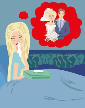 Girl crying, dreams of getting married