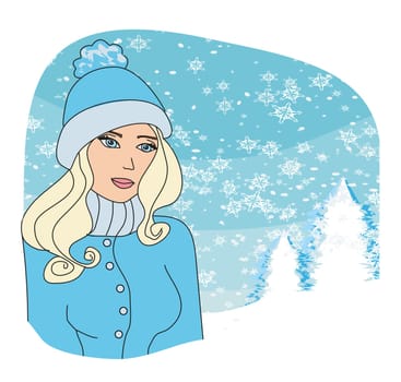 girl on winter landscape