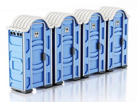 Portable WC isolated on white background. 3D illustration.