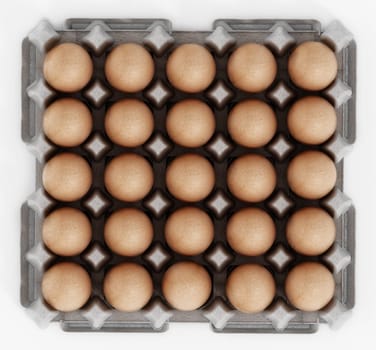Pack of brown eggs isolated on white background. 3D illustration.