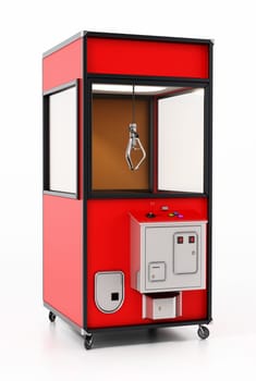 Toys vending machine with crane. 3D illustration.