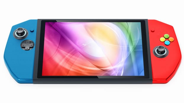 Portable video game console isolated on white background. 3D illustration.