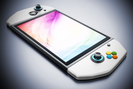 Portable video game console isolated on white background. 3D illustration.
