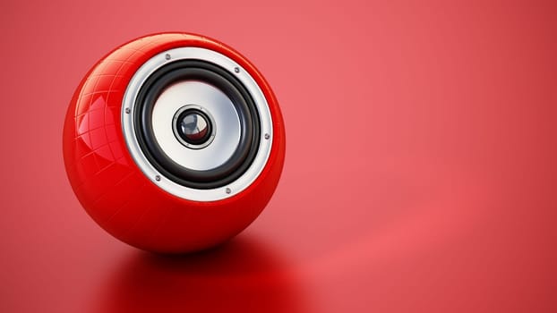 Generic smart speaker standing on red background. 3D illustration.