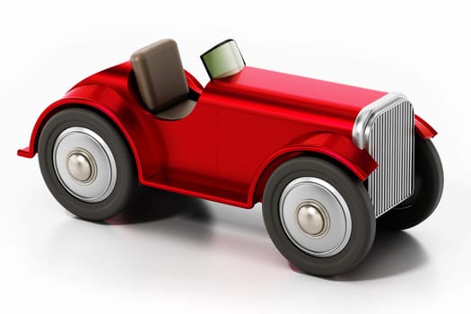 Vintage model car isolated on white background. 3D illustration.