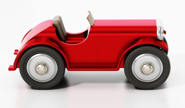 Vintage model car isolated on white background. 3D illustration.