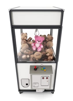 Toys vending machine with crane. 3D illustration.