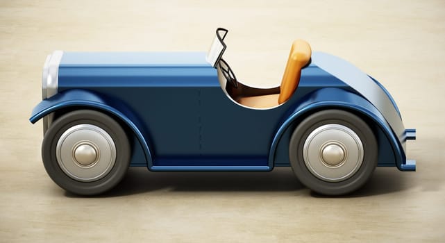 Vintage model car on vintage background. 3D illustration.