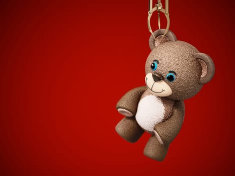 Toy claw machine holding a teddy bear. 3D illustration.