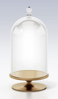 Serving dish with a transparent glass bowl. 3D illustration.