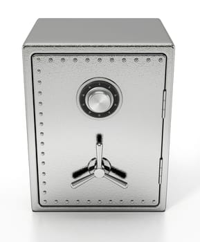 Steel safe isolated on white background. 3D illustration.