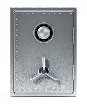 Steel safe isolated on white background. 3D illustration.