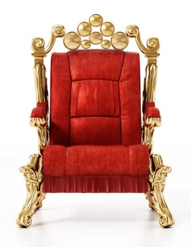 Generic throne isolated on white background. 3D illustration.