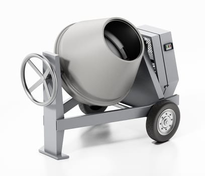 Cement mixer isolated on white background. 3D illustration.