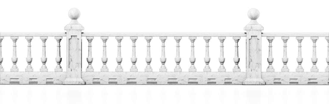Balcony railing isolated on white background. 3D illustration.