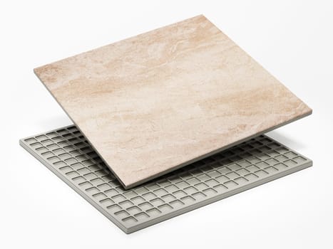 Bathroom tile isolated on white background. 3D illustration.