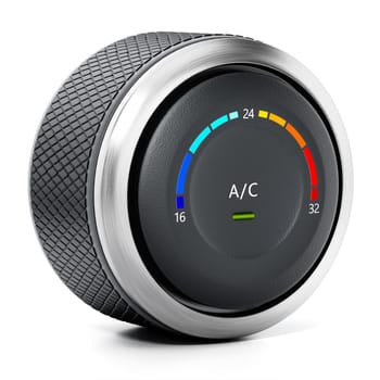 AC button of a modern car isolated on white background. 3D illustration.