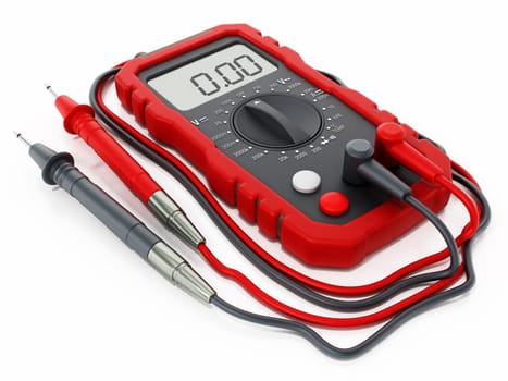 Generic digital multimeter isolated on white background. 3D illustration.