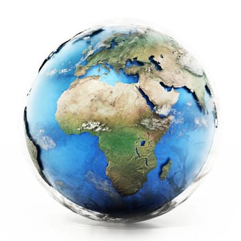 3D illustration of a detailed globe with high quality textures. 3D illustration.