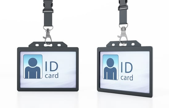 ID cards with people silhouette isolated on white background. 3D illustration.