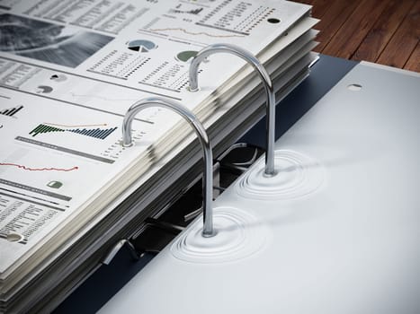 Document folder mechanism illustrated as swimming pool ladder. Business and vacations concept. 3D illustration.