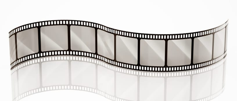 Vintage filmstrip isolated on white background. 3D illustration.