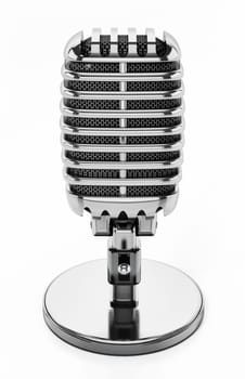 Retro microphone isolated on white background. 3D illustration.