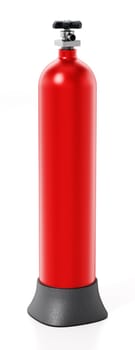 Red oxygen tube isolated on white background. 3D illustration.