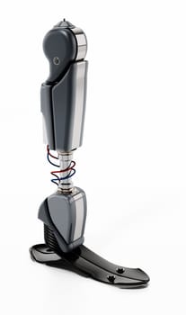 Modern prosthetic leg isolated on white background. 3D illustration.