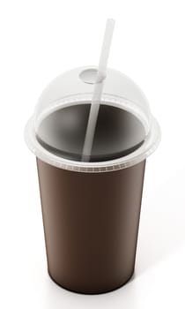 Disposable coffee cup isolated on white background. 3D illustration.