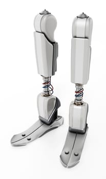 Modern prosthetic legs isolated on white background. 3D illustration.