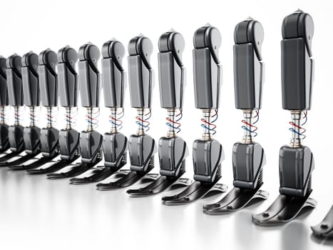 Modern prosthetic legs isolated on white background. 3D illustration.