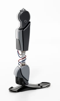 Modern prosthetic leg isolated on white background. 3D illustration.