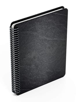 Black notepad isolated on white background. 3D illustration.