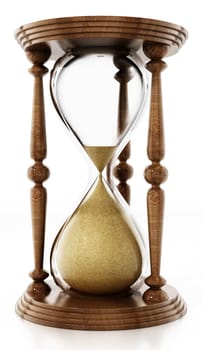 Hourglass isolated on white background. 3D illustration.