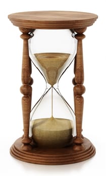 Hourglass isolated on white background. 3D illustration.