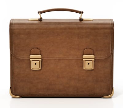 Leather retro briefcase isolated on white background. 3D illustration.