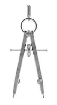 Drawing compass isolated on white background. 3D illustration.