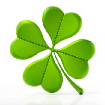 Four leaf clover isolated on white background. 3D illustration.
