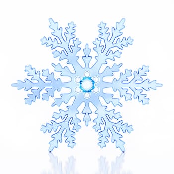 Snowflake isolated on white background. 3D illustration.