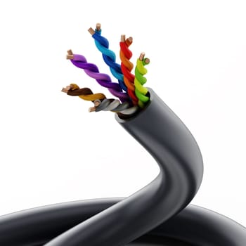 Electrical cable isolated on white background. 3D illustration.