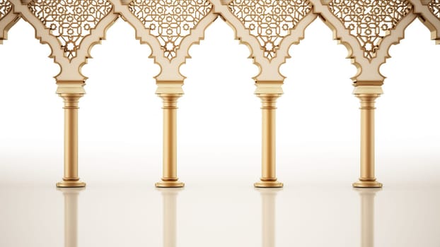 Islamic architectural detail isolated on white background. 3D illustration.