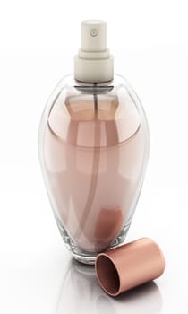 Women's perfume bottle isolated on white background. 3D illustration.