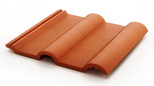 Roof tile isolated on white background. 3D illustration.