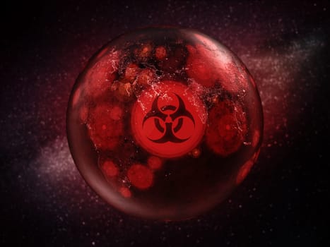 Pandemia map featuring red population zones. 3D illustration.