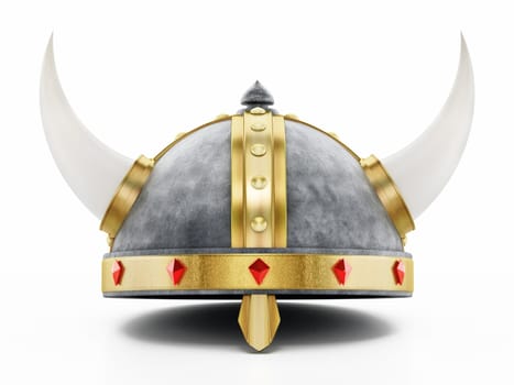 Viking helmet isolated on white background. 3D illustration.