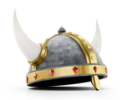 Viking helmet isolated on white background. 3D illustration.