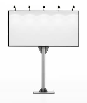 Blank street billboard isolated on white background. 3D illustration.