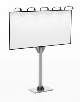 Blank street billboard isolated on white background. 3D illustration.