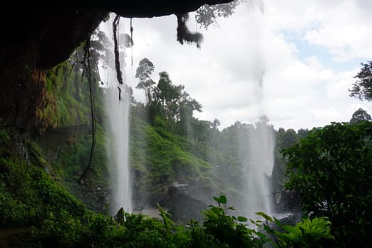 Shot out of the cave behind one of the Sipi Falls in Mount Elgon National Park, eastern Uganda